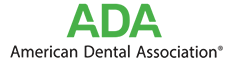 The image shows a logo with text that reads  ADA  at the top, followed by  AMERICAN DENTAL ASSOCIATION.  Below this, there s a stylized letter  A  inside a square, and beneath that, the words  AMERICAN DENTAL ASSOCIATION  are repeated. The logo has a color scheme of green, white, and black.